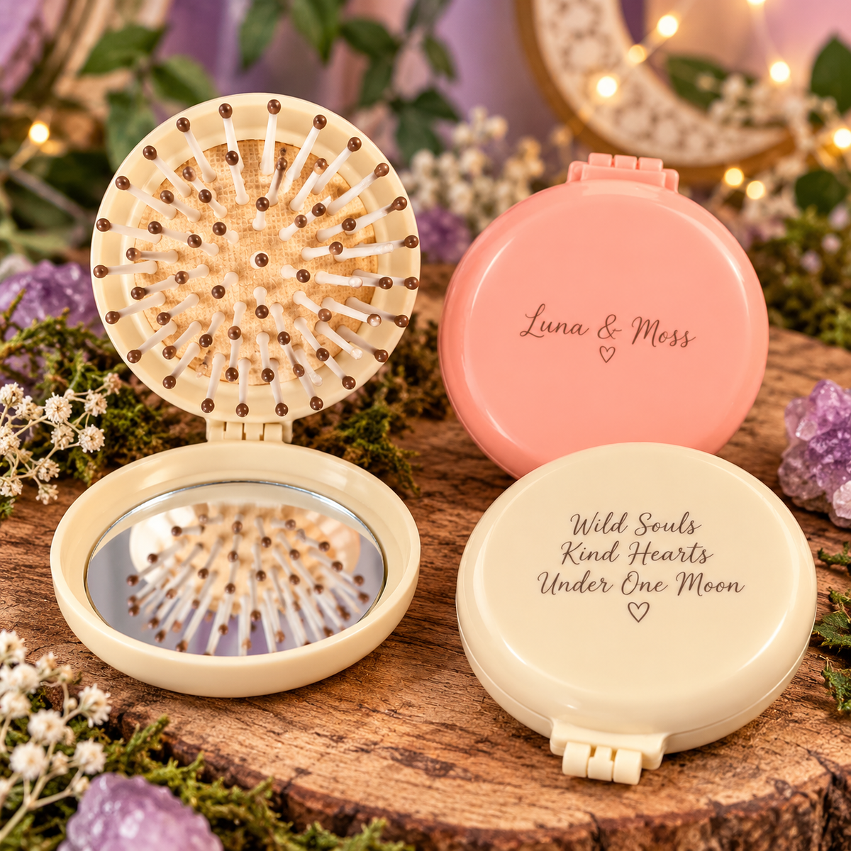 Luna n Moss Mini Folding Hairbrush & Mirror