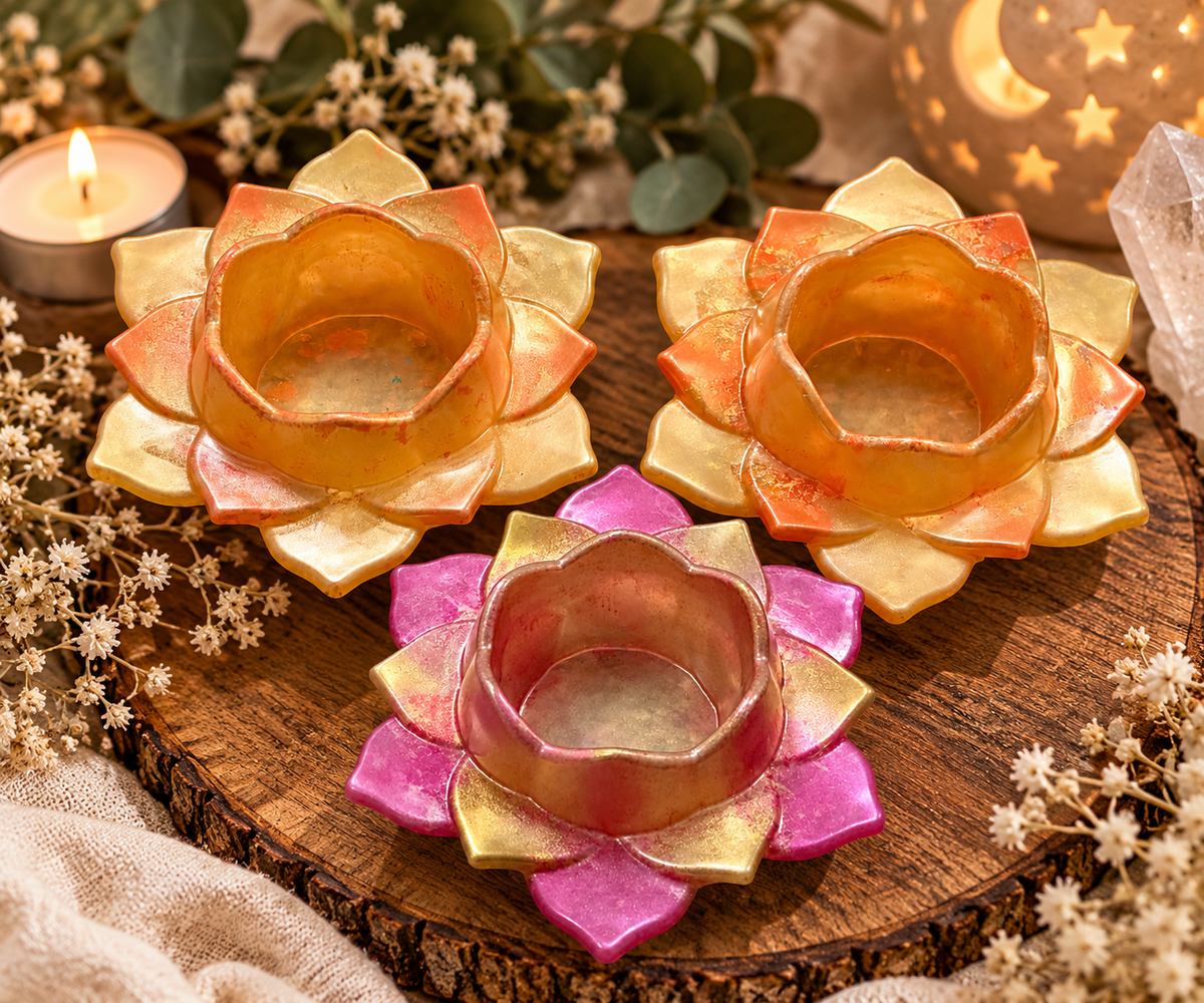 Lotus Glow Tealight Holder (Handmade)